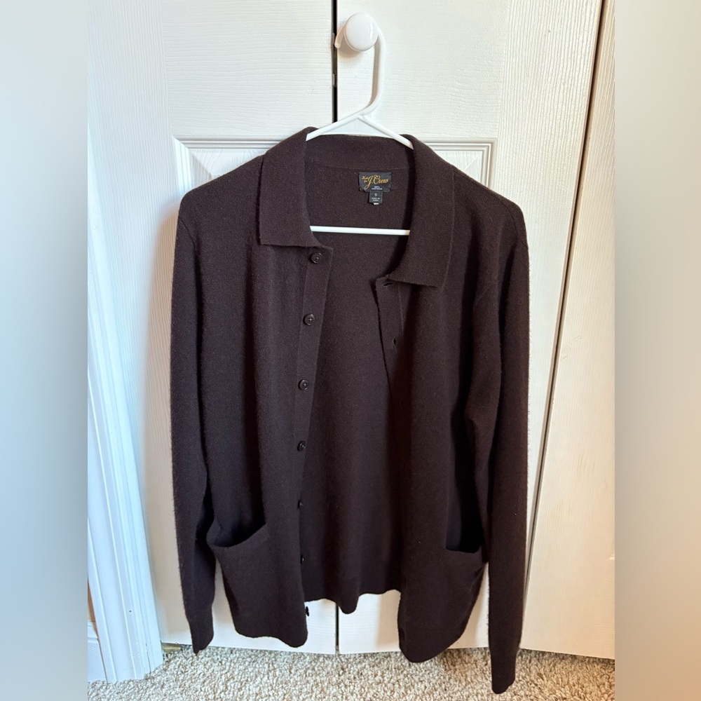 J Crew Brown Cashmere Button-Up Cardigan